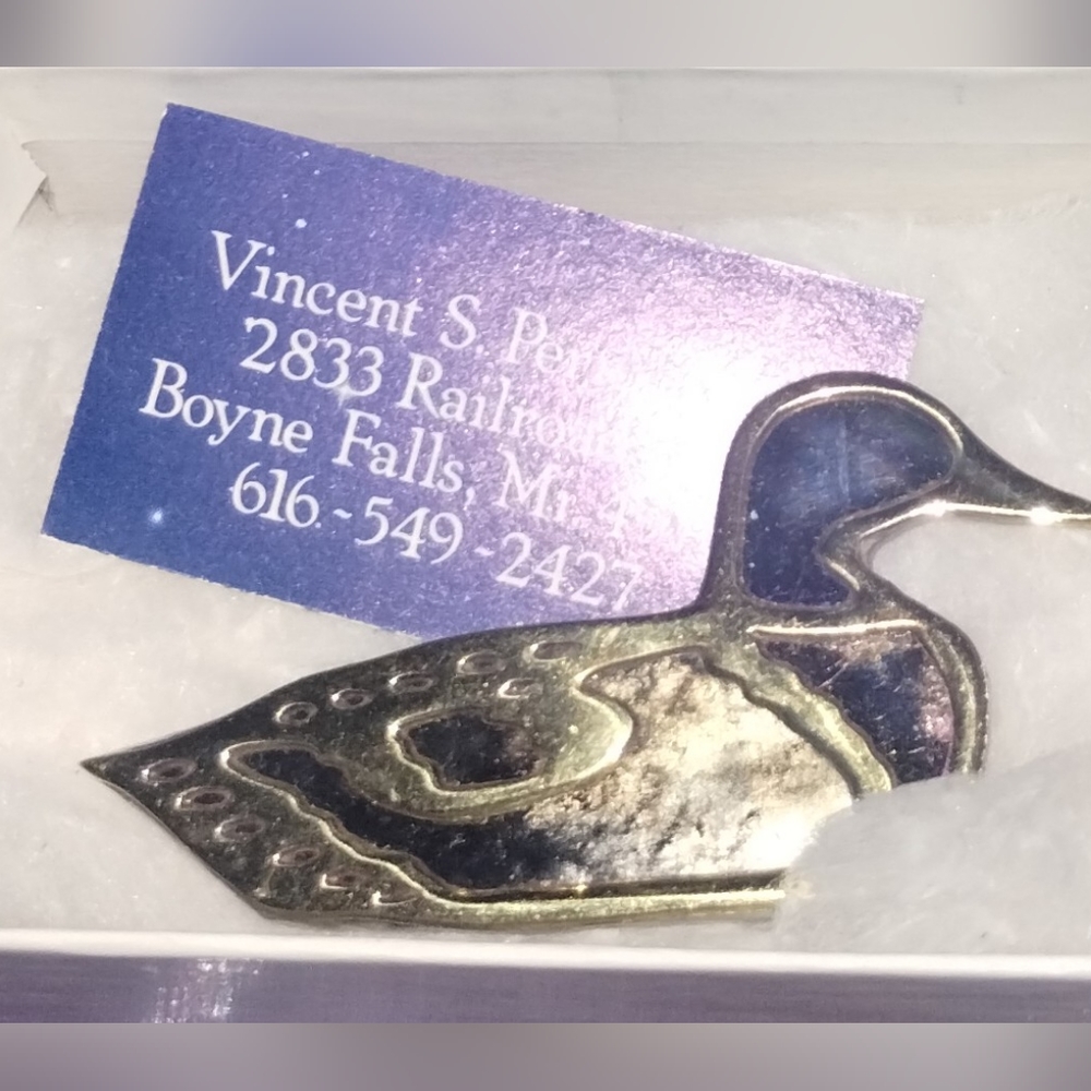 Blue Sky Designs Signed Iridescent Stained Glass Mallard Duck Pin Brooch